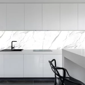 Küchenrückwand aus Glas - Marmor-Optik in weiß-grau