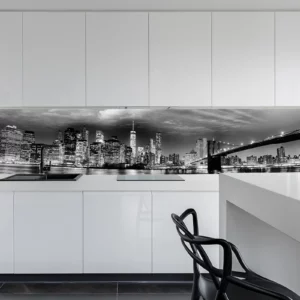 Küchenrückwand aus Glas - Skyline New York schwarz-weiß