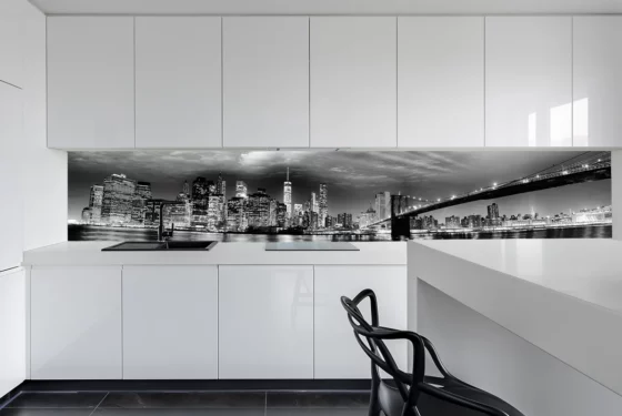 Küchenrückwand aus Glas - Skyline New York schwarz-weiß