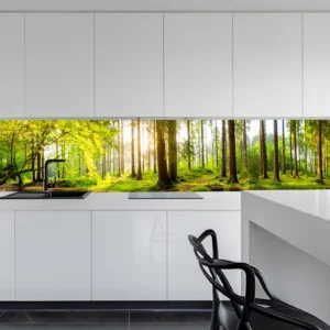 Küchenrückwand aus Glas - grüne Waldlandschaft